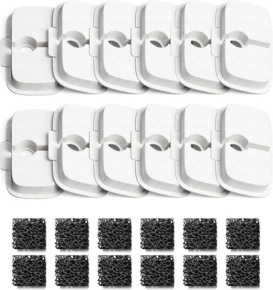 PETLIBRO Cat Water Fountain Filter Replacement, 12 Packs Pet Fountain Filter & Sponges for Dockstream WF106/WF116/WF105/WF115/WF005/WF305, Half Year Set Easy-Swap PETLIBRO Cat Water Dispenser Filter