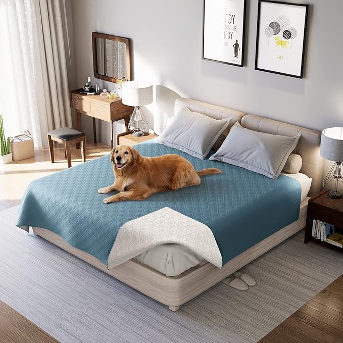 Waterproof Dog Bed Covers for Couch Protection, Water-Resistant Soft Dog Pet Blanket Anti-Slip Dog Blanket for Bed, for Furniture Bed Couch Sofa (Gray Blue,52x82inch)