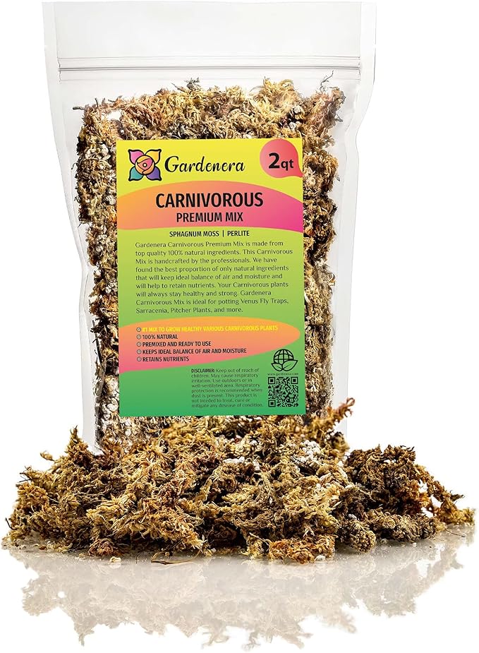 Gardenera Sphagnum Moss Potting Mix for Carnivorous Plants - 20 Quart - Moss and Perlite Blend for Potting Venus Fly Traps, Sarracenia, Pitcher Plants (4 Bags of 5QT)
