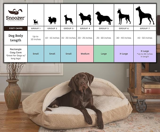 Snoozer Pet Products Luxury Rectangle Cozy Cave Dog Bed with Microsuede, Medium, Anthracite
