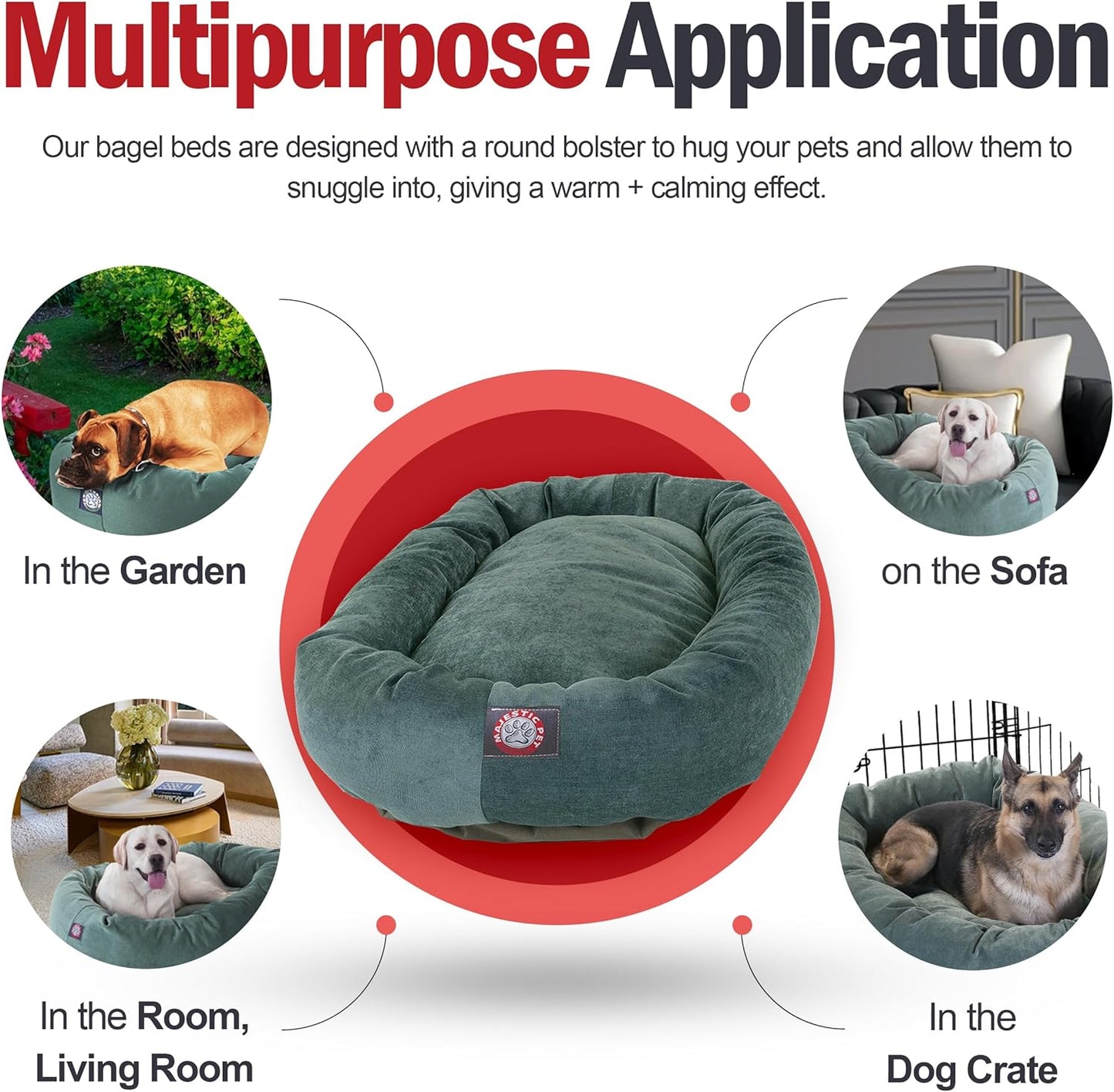 Majestic Pet Villa 24 Inch Shredded Memory Foam Dog Bed for Small Sized Dogs 24x19x7 Inch–Orthopedic Dog Bed - Durable Pet Bed - Washable Small Pet Bed with Head Support-Azure