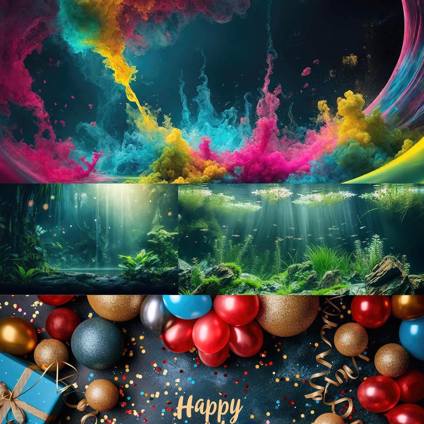 Forest Aquarium Background Fantastic Cartoon Forest Landscape with Mushrooms and Flowers Terrarium Background Fantasy Pine Tree Mysterious Mushroom Theme Fish Tank Backdrop Poster Decor 30x18in
