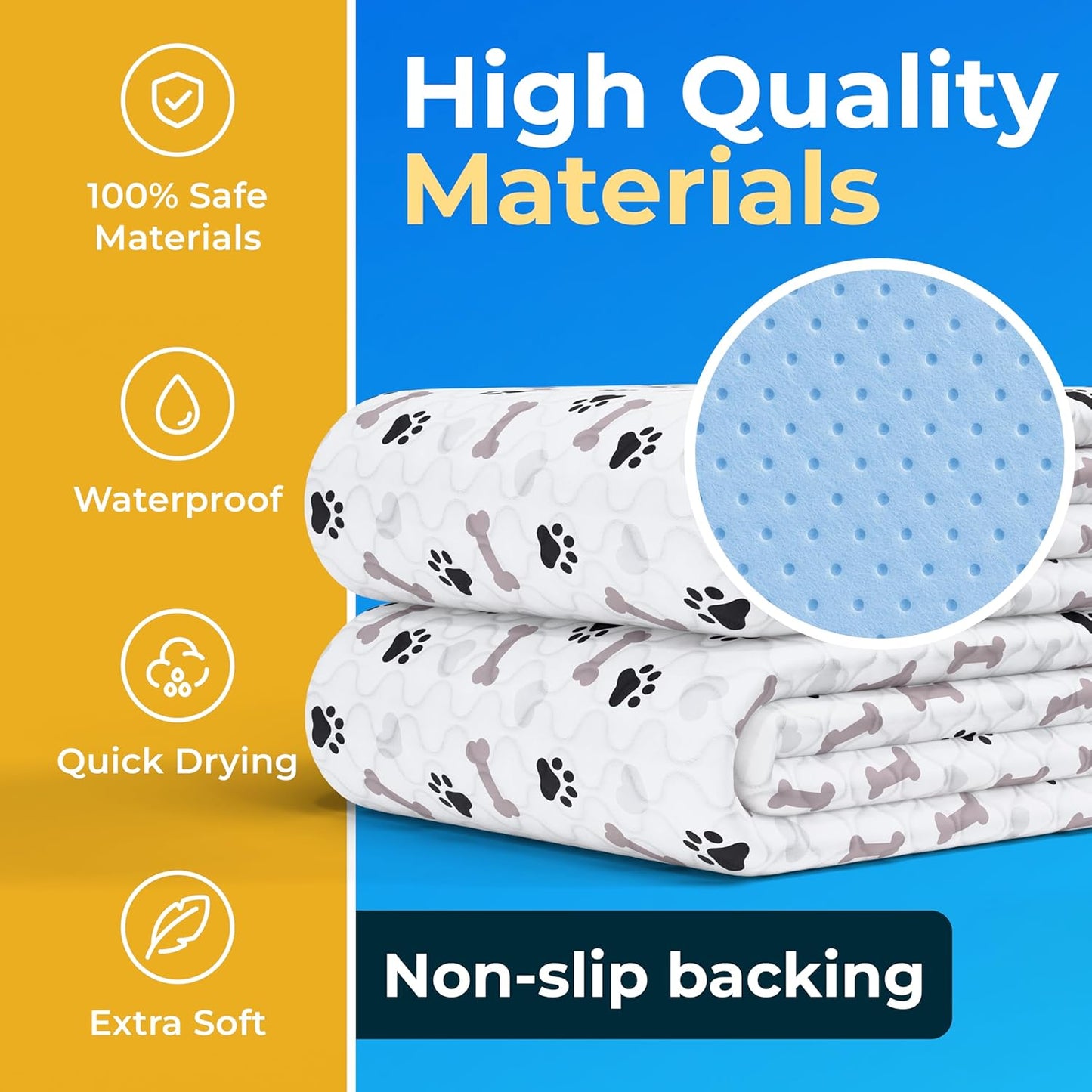 GREEN LIFESTYLE Washable Pee Pads for Dogs - Waterproof Reusable Puppy Pads with Anti-Slip Backing, Pet Training Pad for Puppy Playpen, Crate, Whelping Box, Potty Training (Pack of 2 - 34x36)