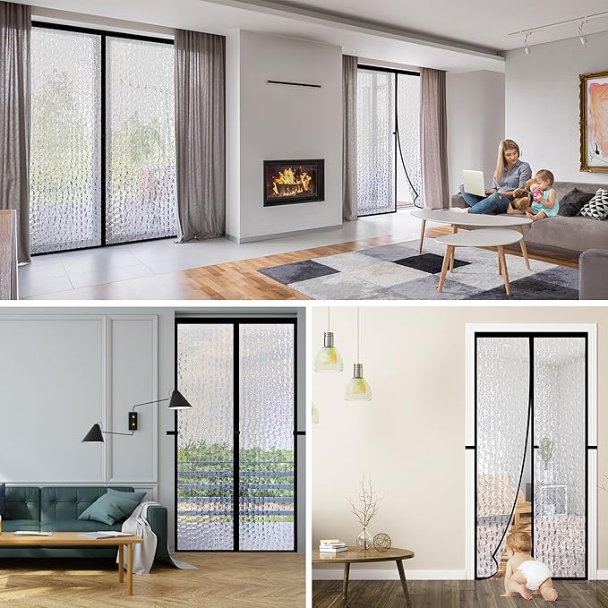 RELIANCER Magnetic Thermal Insulated Door Curtain,Waterproof EVA Door Cover,Fit Doors Size Up to 36"x84",Temperature Protection Insulated Doorway Curtain Partition,Patio Self-Closing Doors Net Screen