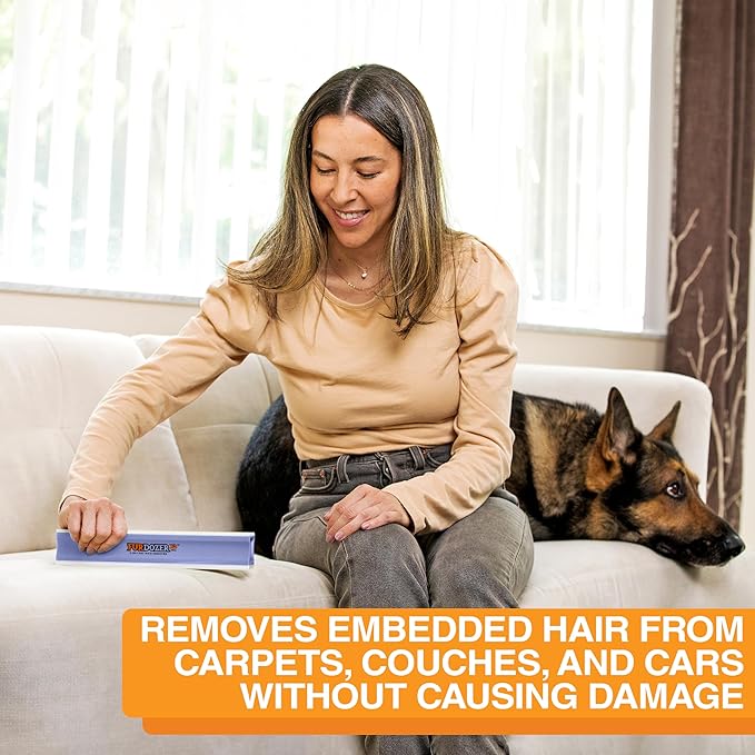 FurDozer X3 MEGA Pet Hair Remover & Auto Detailing Tool - Cat & Dog Hair Remover for Carpet, Car Interior, Couch, Bedding, & Furniture - Reusable Pet Hair Removal Tool for Dog Fur & Lint, 10", Purple