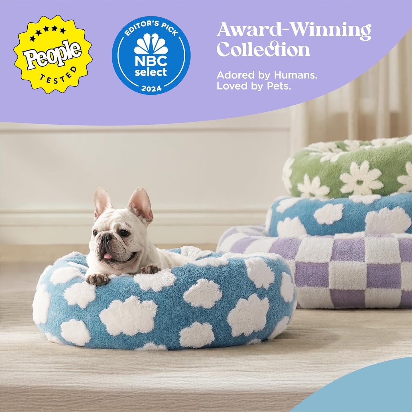 LE SURE Donut Small Dog Bed - Round Cat Bed for Indoor Cats with Anti-Anxiety Calming Teddy Sherpa Plush & Anti Slip Bottom Brown