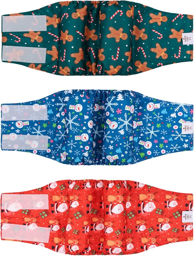 CuteBone Christmas Doggie Diapers for Male Dogs Large Dog Diapers Male DM34L