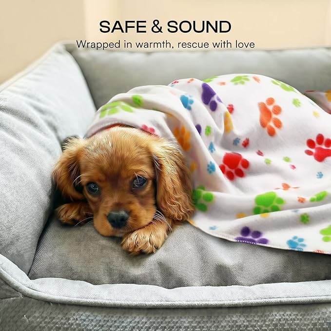 LINENLUX Cute Dog Blanket for Small Medium Dogs 6-Pack Soft Stretchy Fleece Blankets for Pet Cat Puppy Warm Wrinkle-Resistant Throw for Couch Bed Outdoor Mix 40x31 inch (Pack of 6)