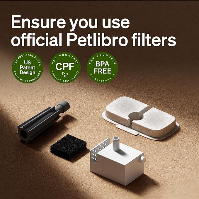 PETLIBRO Replacement Filters for Dockstream Cat Water Fountain PLWF005 PLWF115 PLWF105, 4 Months Set of Replacement Filters for Ultra Quiet Pet Water Fountain, White 8 Count (Pack of 1)