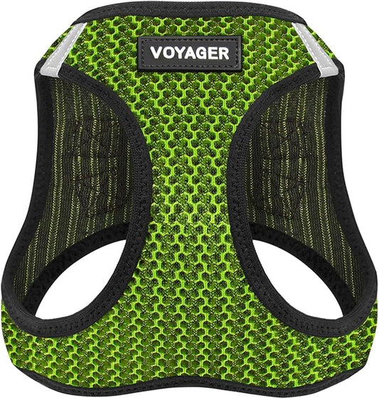 Best Pet Supplies - All Weather Mesh/Plush, Reflective, No Pull Harness for Small, Medium Dogs, Cats - Secure with Hook & Loop Fastener, Buckle, Double D-Rings - Lime Green 2-Tone, XS
