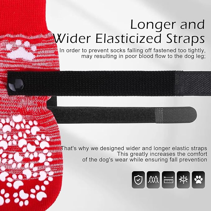 EXPAWLORER Anti Slip Dog Socks to Prevent Licking Paws, Dog Shoes for Hot Pavement, Dog Booties for Small Medium Large Senior Dogs, Traction Control Boots & Paw Protectors for Hardwood Floors