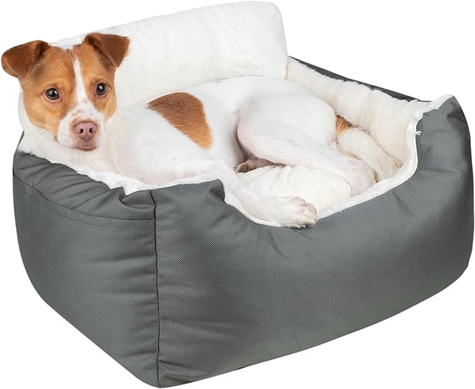 Best Pet Supplies Dog Pet Booster Seat, Dog Car Seats for Small Dogs & Medium Dogs, Soft Plush Cushion with Comfortable Bedding, Secure Straps, and Tall Pillow, Gray