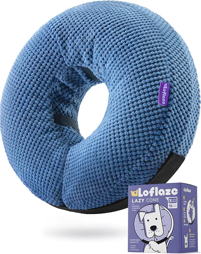 Inflatable Dog Cone Collar - Dog Neck Donut Cone Collar Alternative After Surgery - Soft Cone for Large Medium Small Dogs Cats - Alternative Recovery E Collar (Blue, XXL)