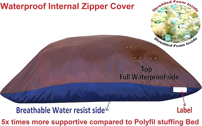 Dogbed4less XL Memory Foam Dog Bed for Medium Large Dogs with Orthopedic Comfort, Waterproof Liner and Espresso Washable Pet Bed Cover 47X29 Pillow