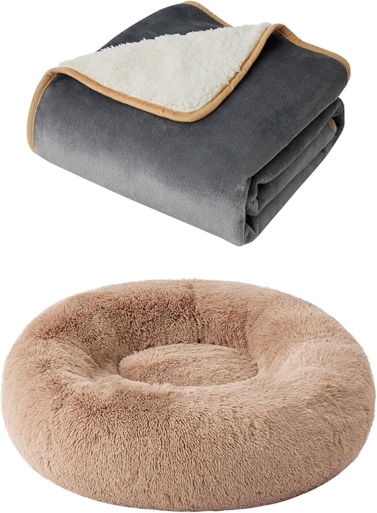 Bedsure Waterproof Dog Blankets and Calming Dog Bed for Small Dogs