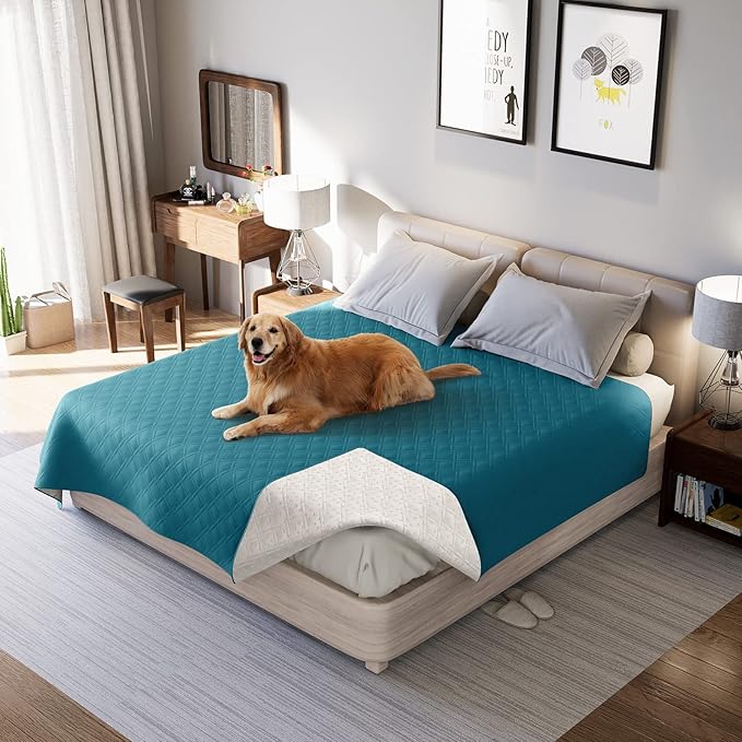 Waterproof Dog Bed Covers for Couch Protection, Water-Resistant Soft Dog Pet Blanket Anti-Slip Dog Blanket for Bed, for Furniture Bed Couch Sofa (Deep Blue,96x82inch)