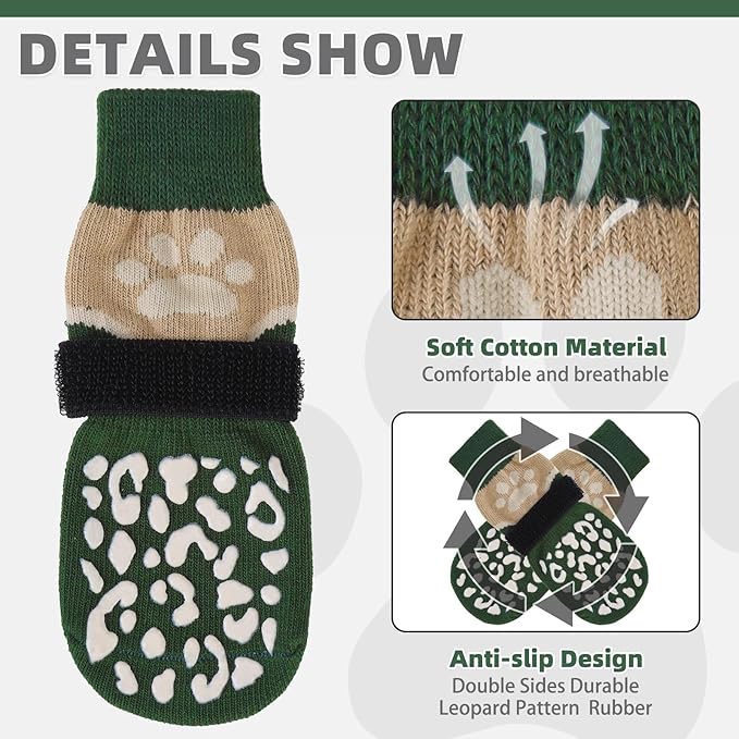 KOOLTAIL Dog Socks for Hot/Cold Pavement to Prevent Licking Paws Scratching,Anti Slip Pet Boots&Paw Protector for Hardwood Floors,Traction Control Grip Booties for Small Medium Large Senior Dogs M