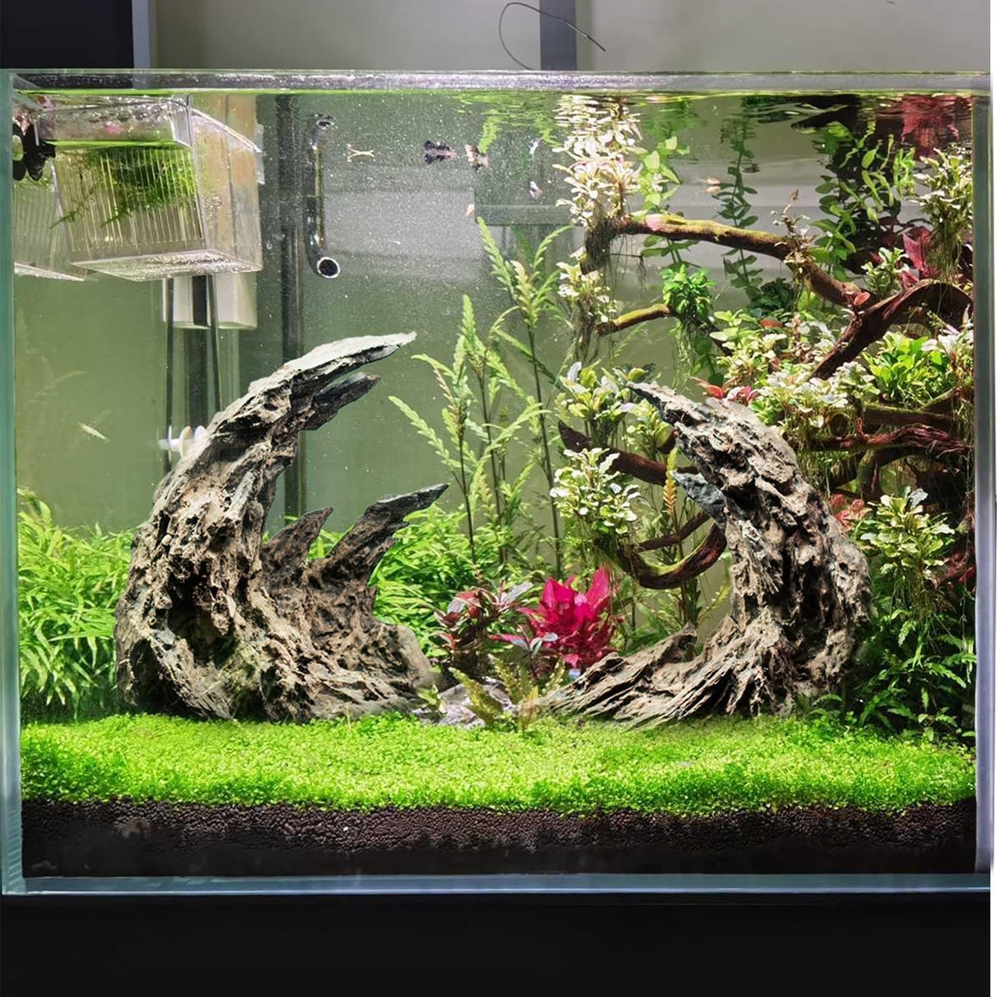 Novelsite Premium Large Sandstone Canyon Rock Formation - Lifelike Aquarium Decor for Fish Tank, 17" x 8.6" x 5" - Enhance Aquatic Landscape with Realistic Natural Look