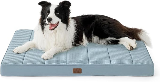 Bedsure Cooling Dog Bed for Crate - Large Comfy Flat Puppy Beds with Removable Washable Cover, Orthopedic Egg Crate Foam Pet Mat, Suitable for Pet Up to 50 lbs