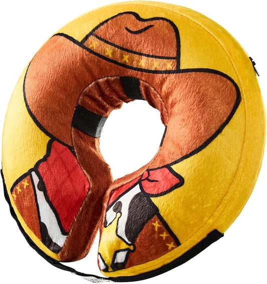 BENCMATE Inflatable Dog Cone Collar Alternative, Soft Dog Cone for Small Medium Large Dogs and Cats, Neck Recovery ECollar Donut Collar After Surgery (Small, Cowboy)