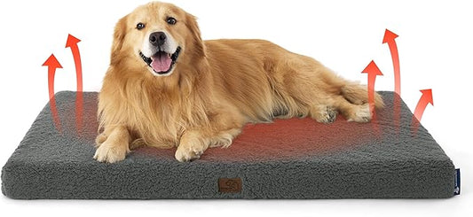 Bedsure Self Warming Dog Beds Large Sized Dog - Extra-Large Puppy Bed with Removable Washable Cover, Orthopedic Egg Crate Foam Pet Mat, Suitable for Pet Up to 100 lbs (Non Electric)