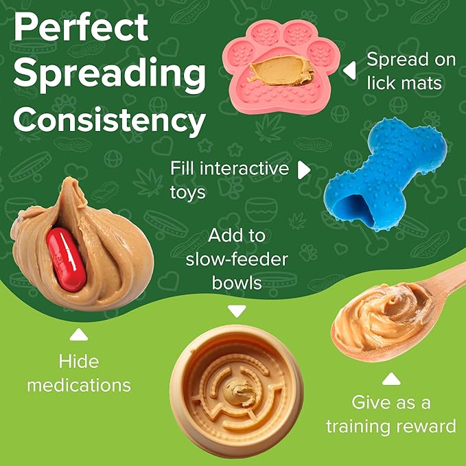 Natural Peanut Butter for Dogs Safe - 100% Healthy Dog Treats - No Sugar, Xylitol Free, Digestive Support - Puppy Dog Peanut Butter with Flaxseed 16 oz - Made in USA Premium Quality