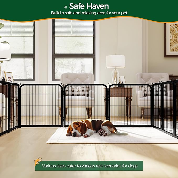 Yaheetech Dog Playpen Outdoor, 24 inch 16 Panels Dog Pen Indoor Heavy Duty Puppy Exercise Pen Metal Pet Fence for RV Camping/Yard/Garden