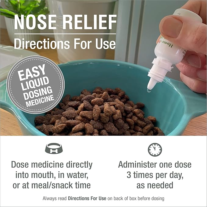 HomeoPet Nose Relief, Safe and Natural Sinus Supplement for Cats, Dogs, and Other Small Animals, 15 Milliliters