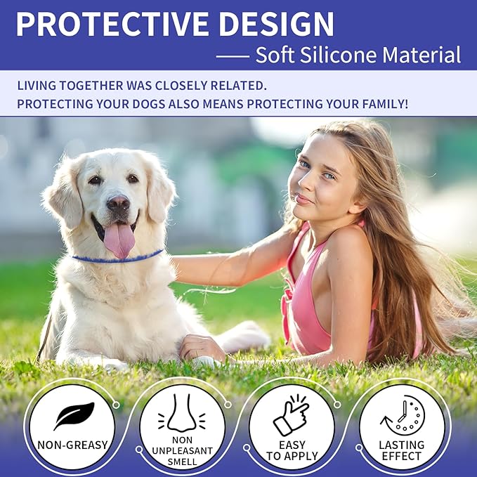 YOTANGO 4 Pack Flea Collar for Dogs, Dog Flea Collar Waterproof, 32 Months Prevention, Dog Fleas and Tick Treatment, Adjustable Fleas and Tick Protection for Dogs Puppy(Blue & Pink)