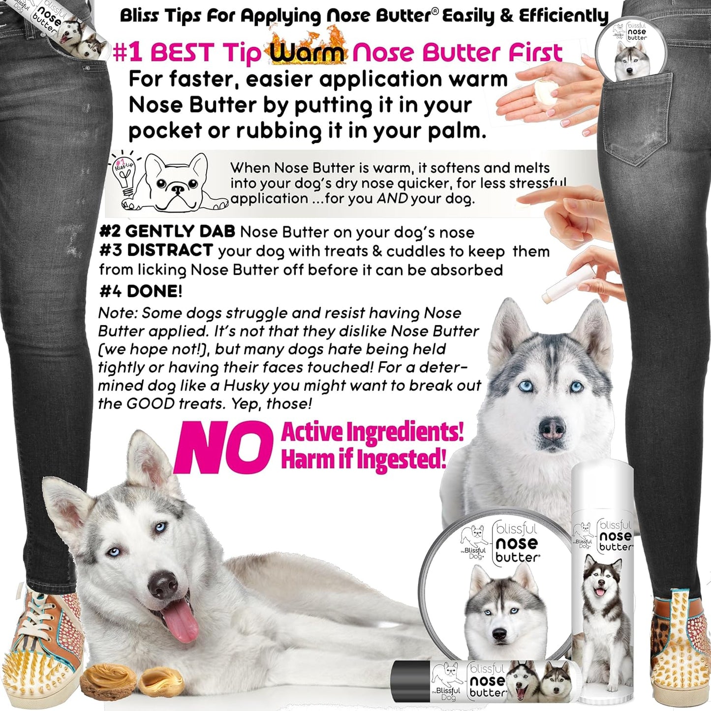 The Blissful Dog Husky Unscented Nose Butter, 2-Ounce