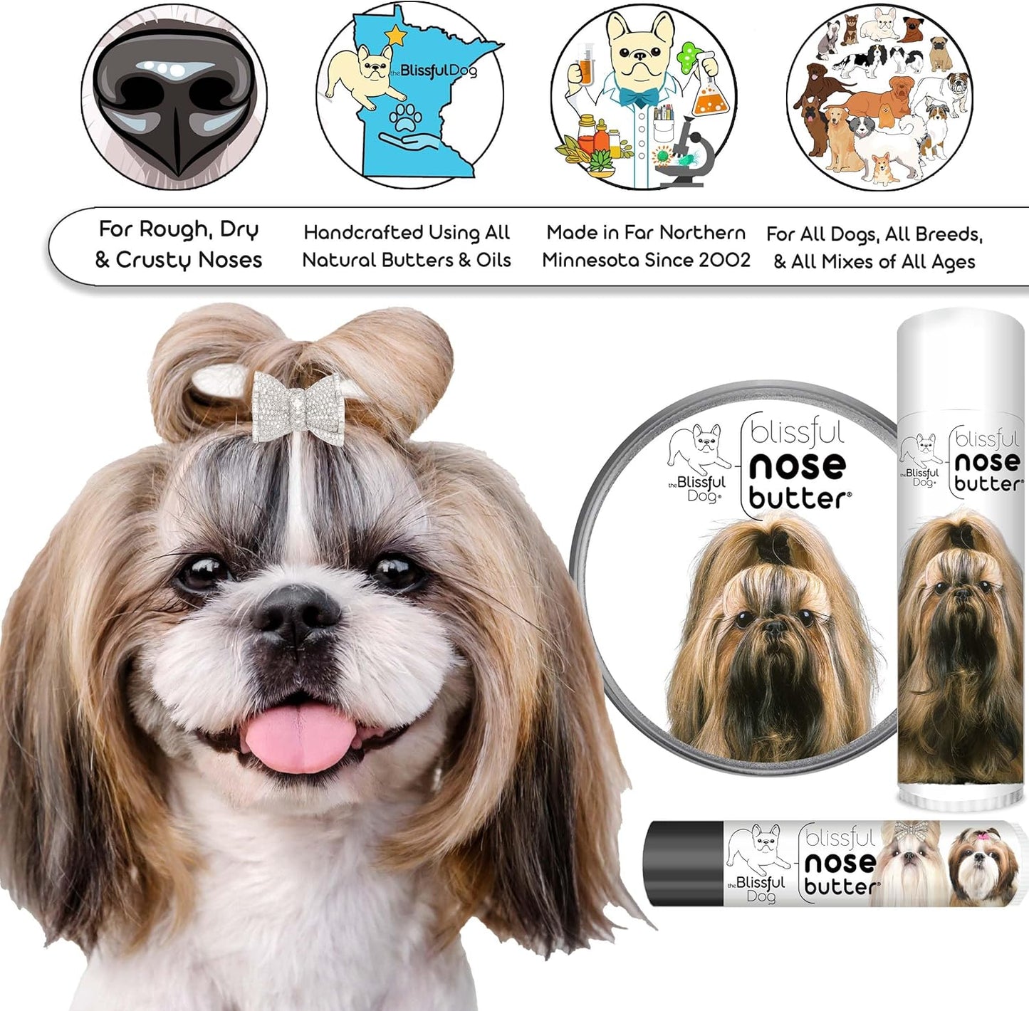 The Blissful Dog Shih Tzu Unscented Nose Butter, 2-Ounce