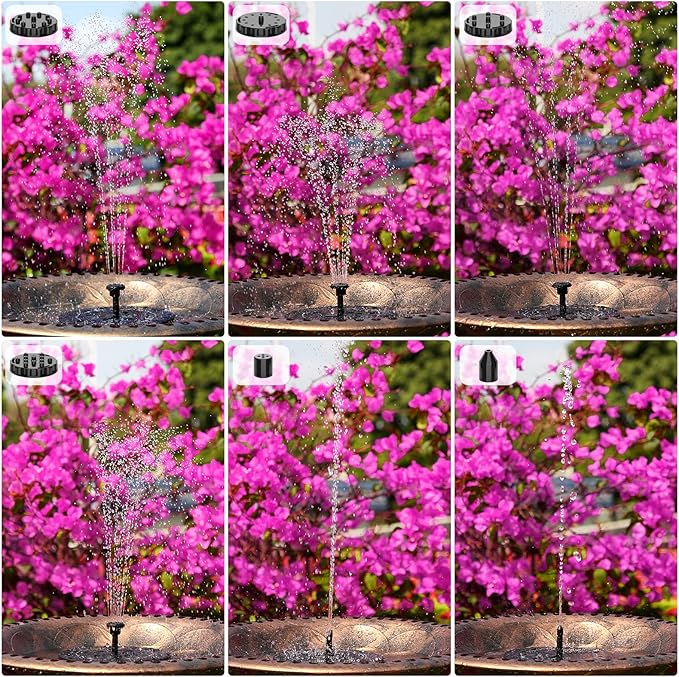 AISITIN Solar Fountain with 3.5 W Solar Panel, 1500 mAh Battery - 6 Effects for Pool, Fish Pond, Bird Bath, Garden