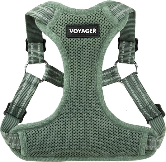 Best Pet Supplies Voyager Adjustable Step-in Flex Breathable Mesh Dog Harness for Small Medium Large Dogs Moss Green, S