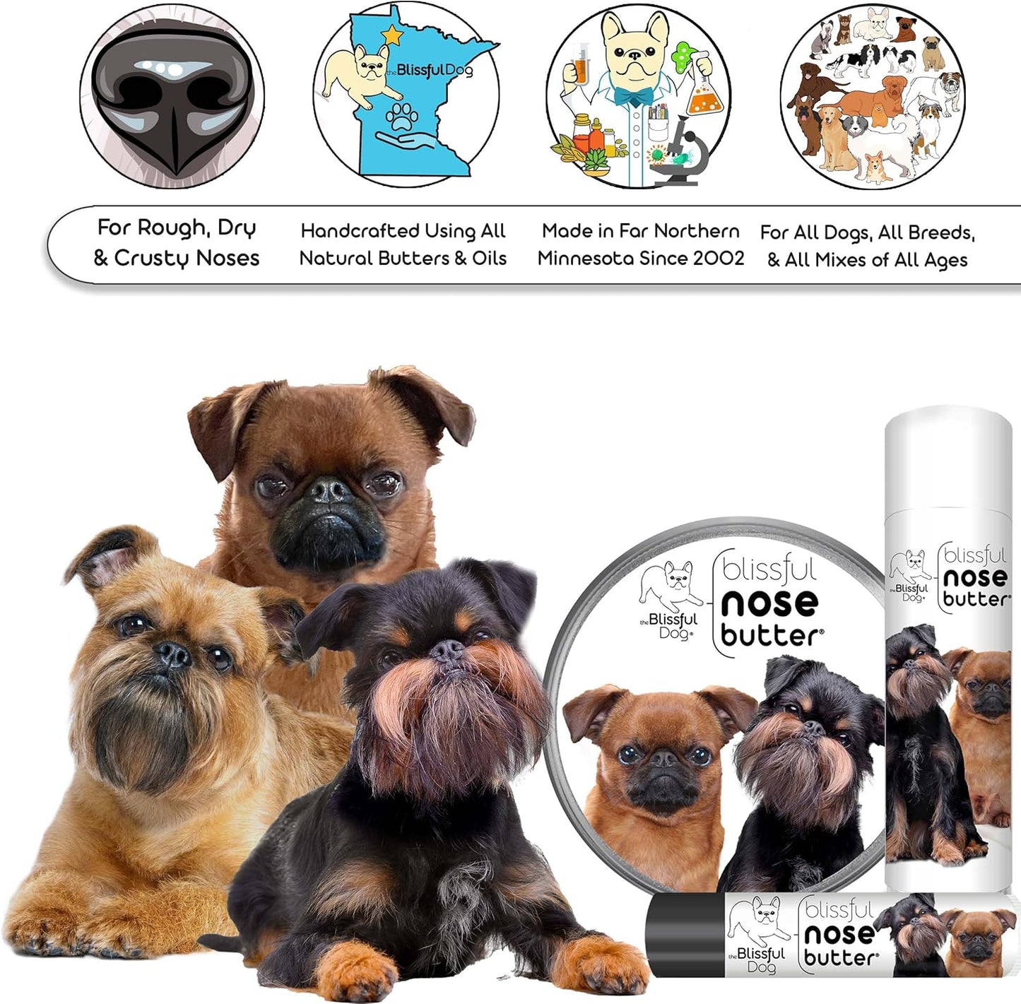The Blissful Dog Brussels Griffon Unscented Nose Butter, 16oz