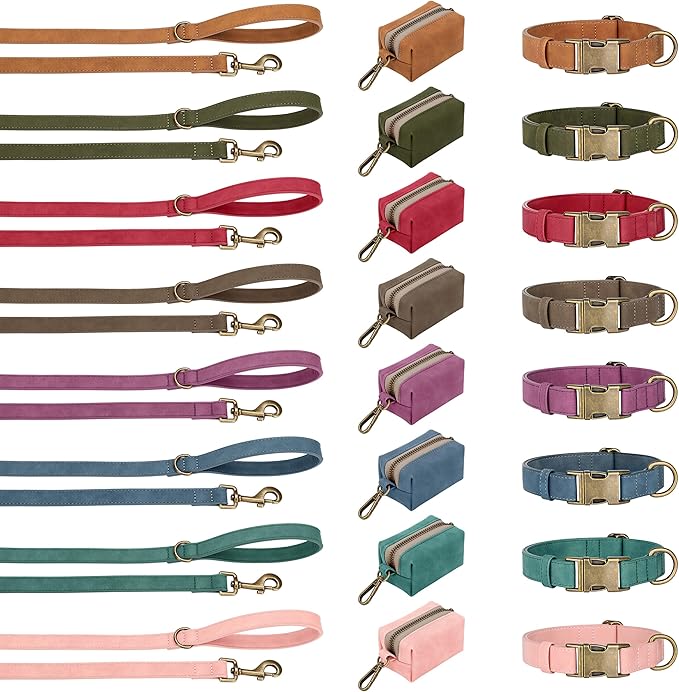 Didog Soft PU Leather Dog Collar, Stylish Quick Released Dog Collars for Medium Dogs, Easy Clean Adjustable Pet Collar for Daily Walking, Green, M Fit 13-21" Neck