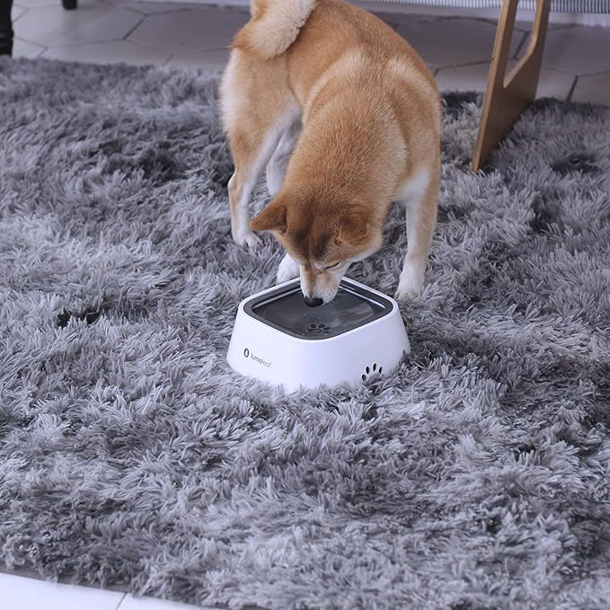 LumoLeaf No Spill Water Bowl for Dogs, Slow Feeder for Messy Drinkers, Drip-Free, Splash-Proof Design (Grey, 35oz)