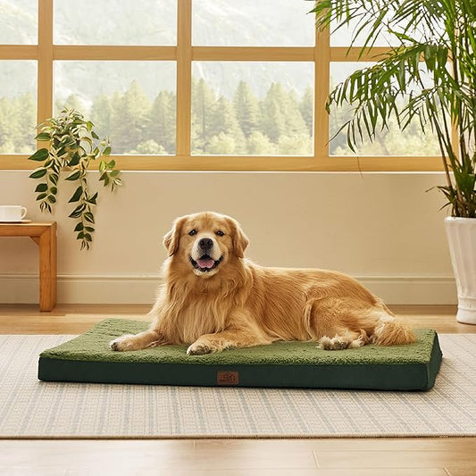 Bedsure XL Dog Beds Large Sized Dog -Comfy Flat Extra Large Pet Beds with Removable Washable Cover, Orthopedic Egg Crate Foam Mat, Suitable for Pet Up to 100 lbs