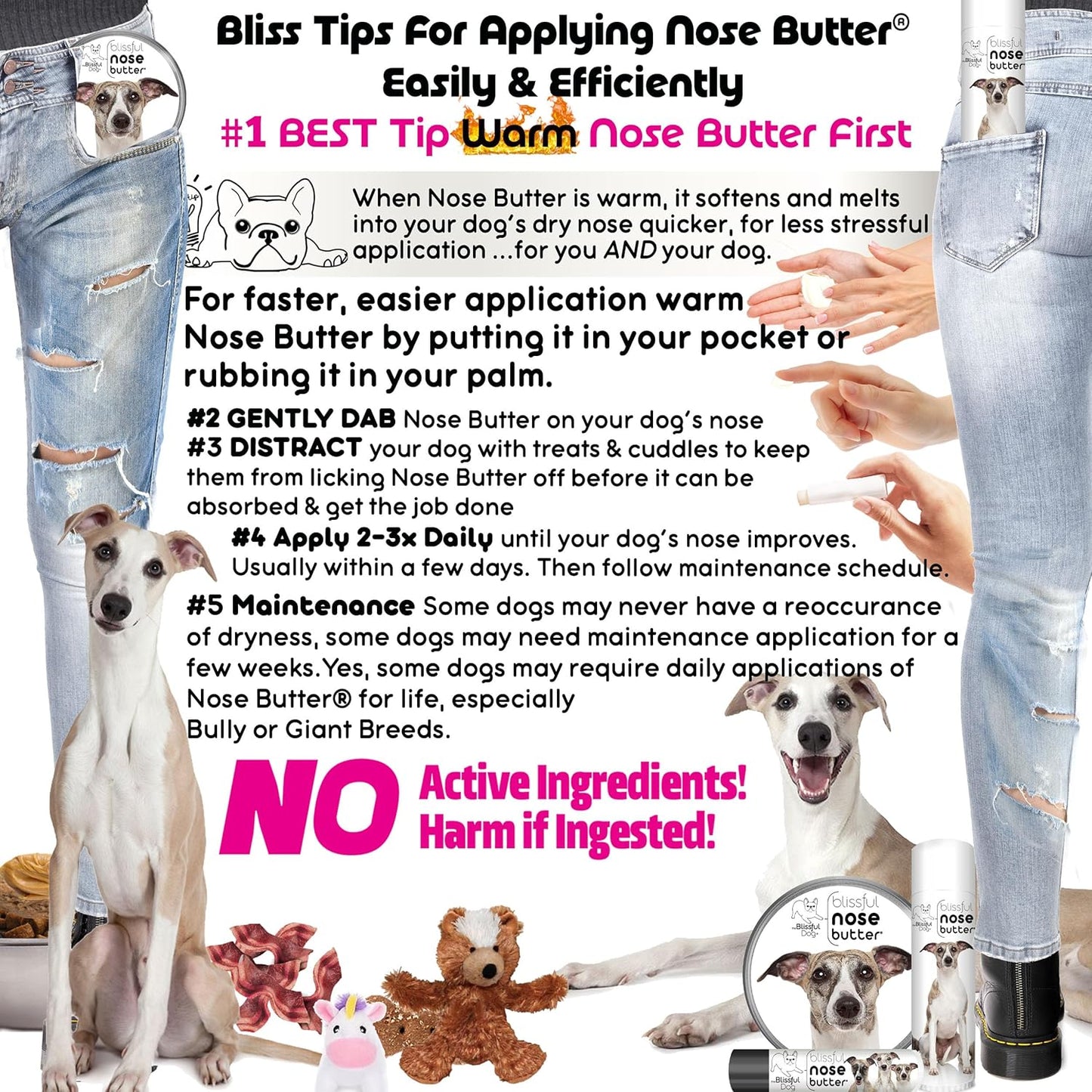 The Blissful Dog Whippet Unscented Nose Butter - Dog Nose Butter, 8 Ounce