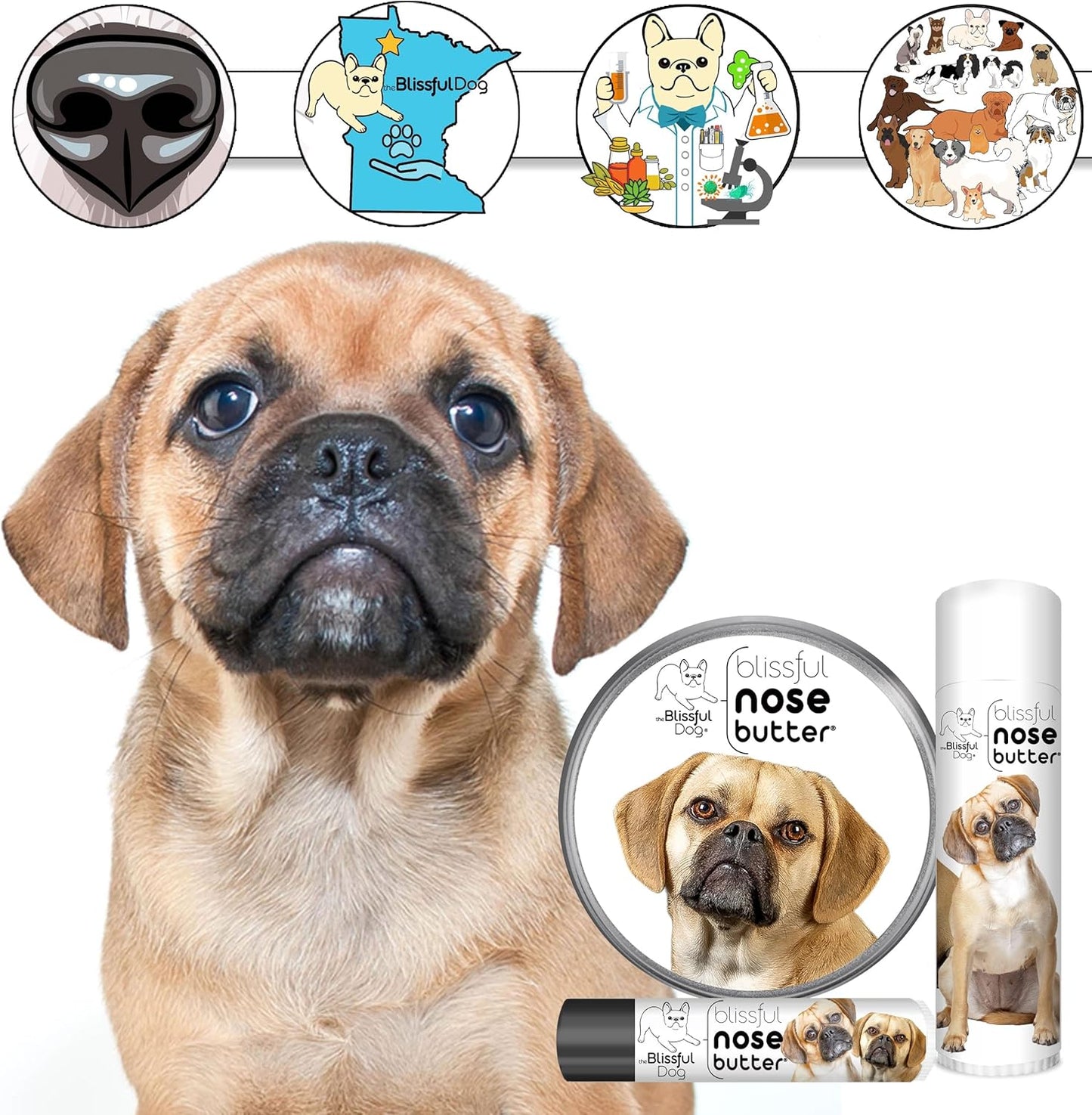 The Blissful Dog Puggle Unscented Nose Butter - Dog Nose Butter, 16 Ounce