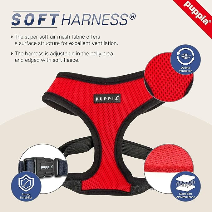 Puppia Soft Dog Harness, Navy, X-Small (PDCF-AC30-NY-XS)