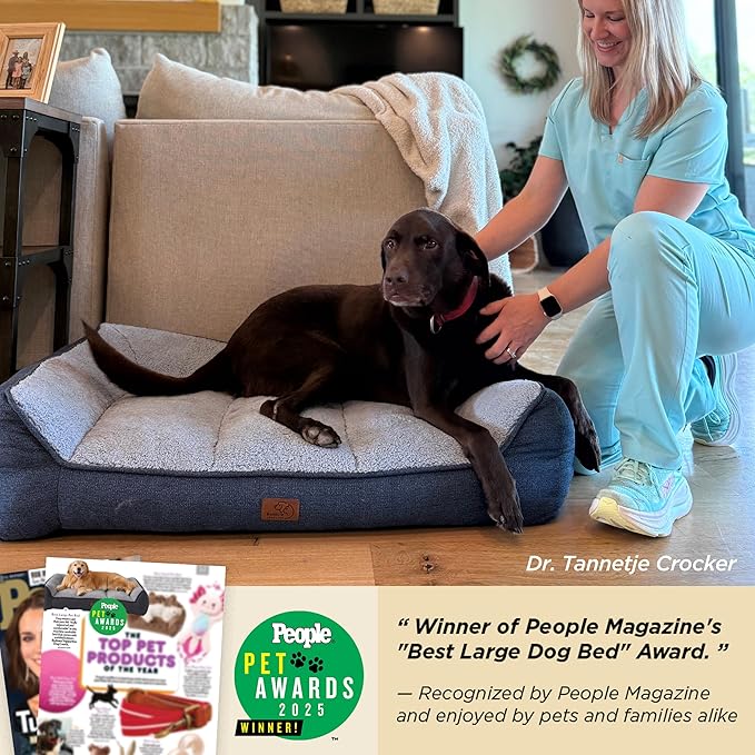 Bedsure SupportMax™ Orthopedic Dog Bed Medium Size Dog - Extra Thick Supportive Medium Dogs Beds with Waterproof Washable Cover, Comfort Pet Bed Sofa with Soft Sherpa and Nonskid Bottom, Brown, 35"