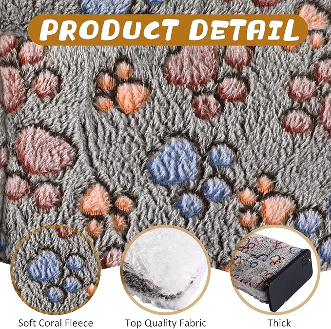 4 Pack Ultra Soft Dog Cat Bed Mat with Cute Prints Reversible Fleece Dog Crate Kennel Pad Cozy Washable Thickened Hamster Guinea Pig Pet Bed Mat for Small Animals(21 x 14 Inches,Gray)
