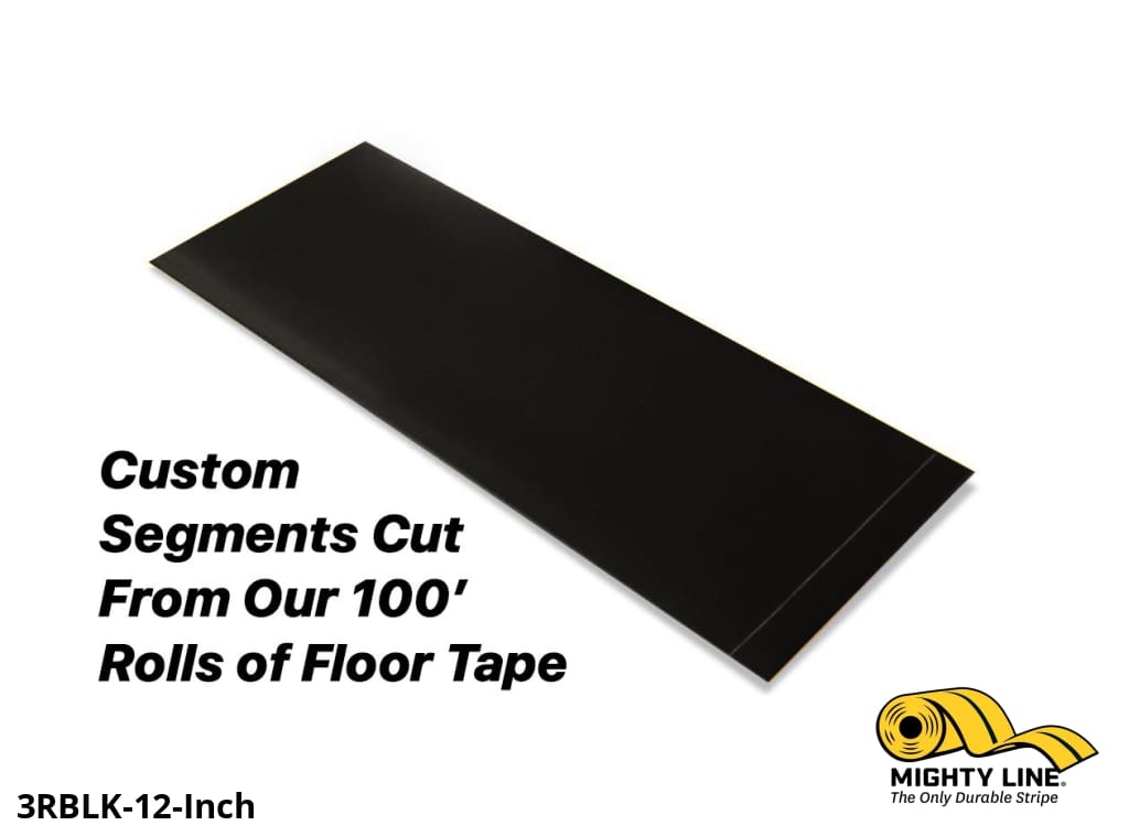 Mighty Line Custom Cut Segments - 3" Black Solid Color Tape - 100' Roll