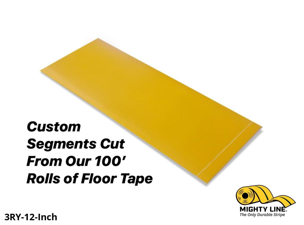 Mighty Line Custom Cut Segments - 3" Yellow Solid Color Tape - 100' Roll