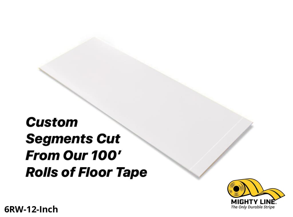 Mighty Line Custom Cut Segments - 6" White Solid Color Tape - 100' Roll